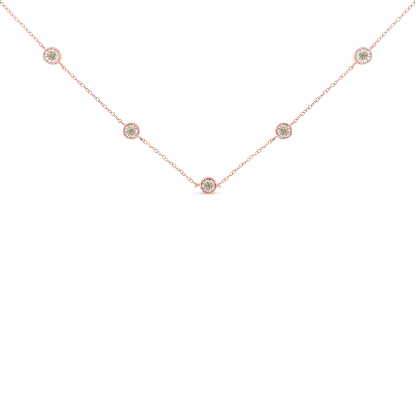 Sterling Silver Diamond Station Necklace (1/2 cttw, K-L Color, I2-I3 Clarity)-2