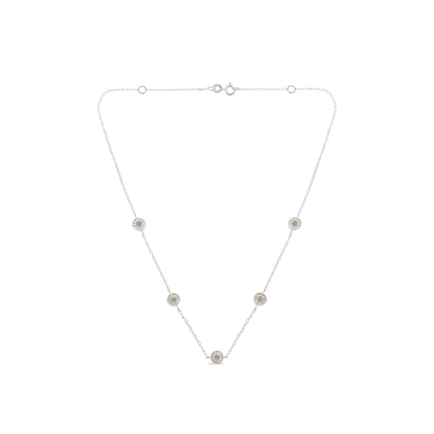Sterling Silver Diamond Station Necklace (1/2 cttw, I-J Color, I1-I2 Clarity)-3