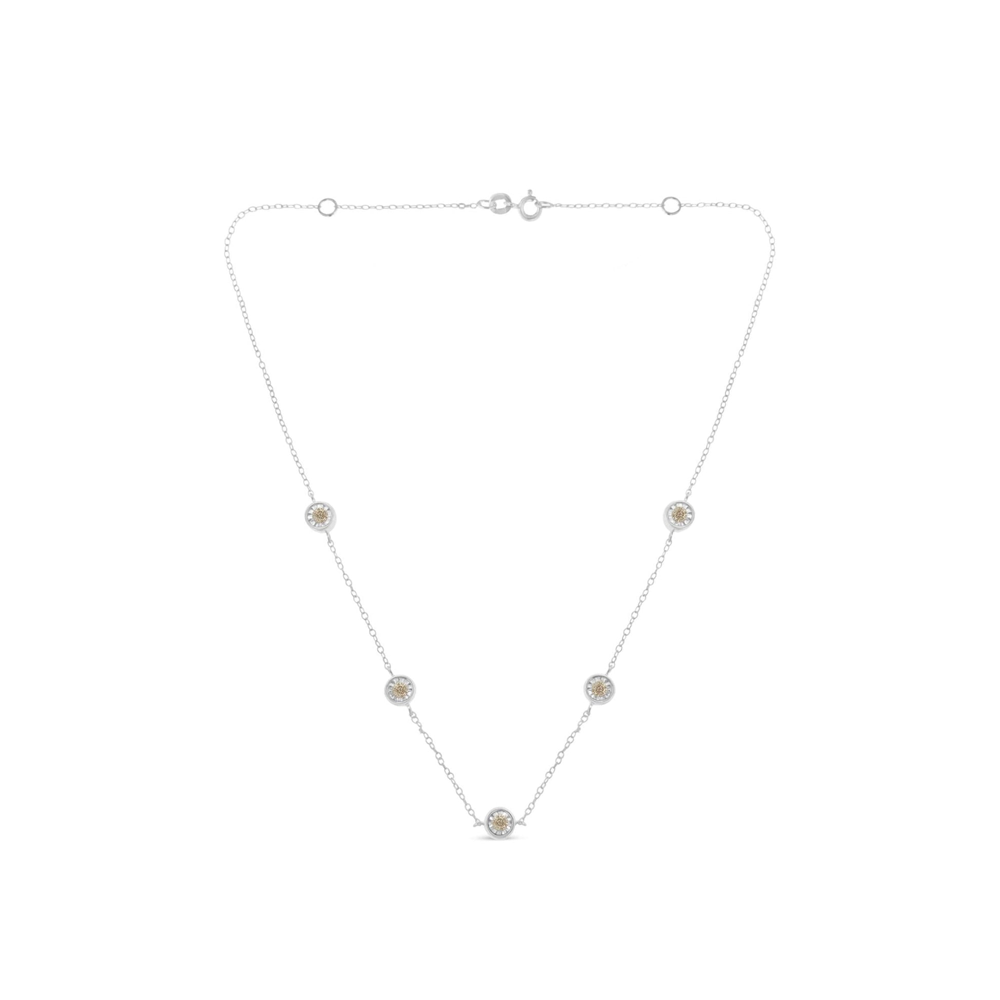Sterling Silver Diamond Station Necklace (1/2 cttw, I-J Color, I1-I2 Clarity)-3