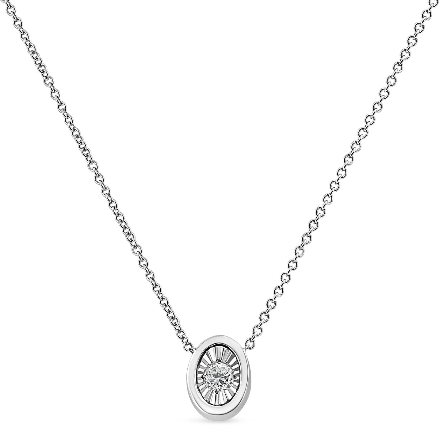 10K White Gold 1/10 Cttw Miracle Set Round-Cut Diamond 18" Pendant Necklace - Choice of Shape-2