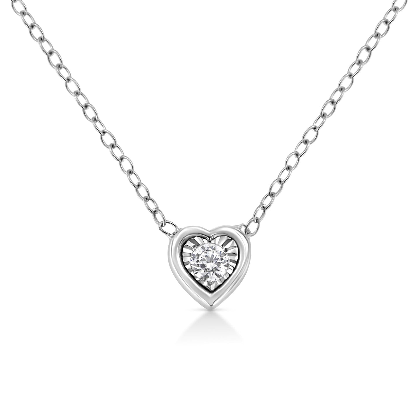 10K White Gold 1/10 Cttw Miracle Set Round-Cut Diamond 18" Pendant Necklace - Choice of Shape-5