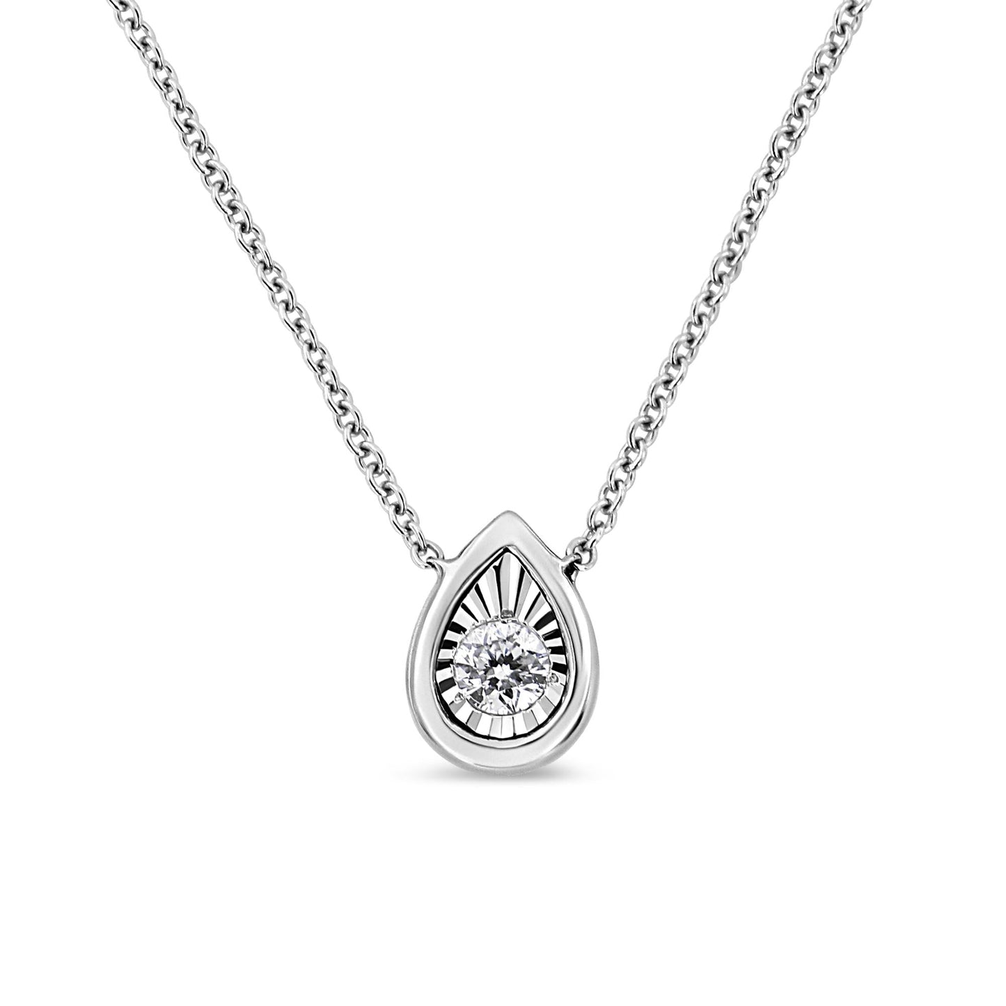 10K White Gold 1/10 Cttw Miracle Set Round-Cut Diamond 18" Pendant Necklace - Choice of Shape-1
