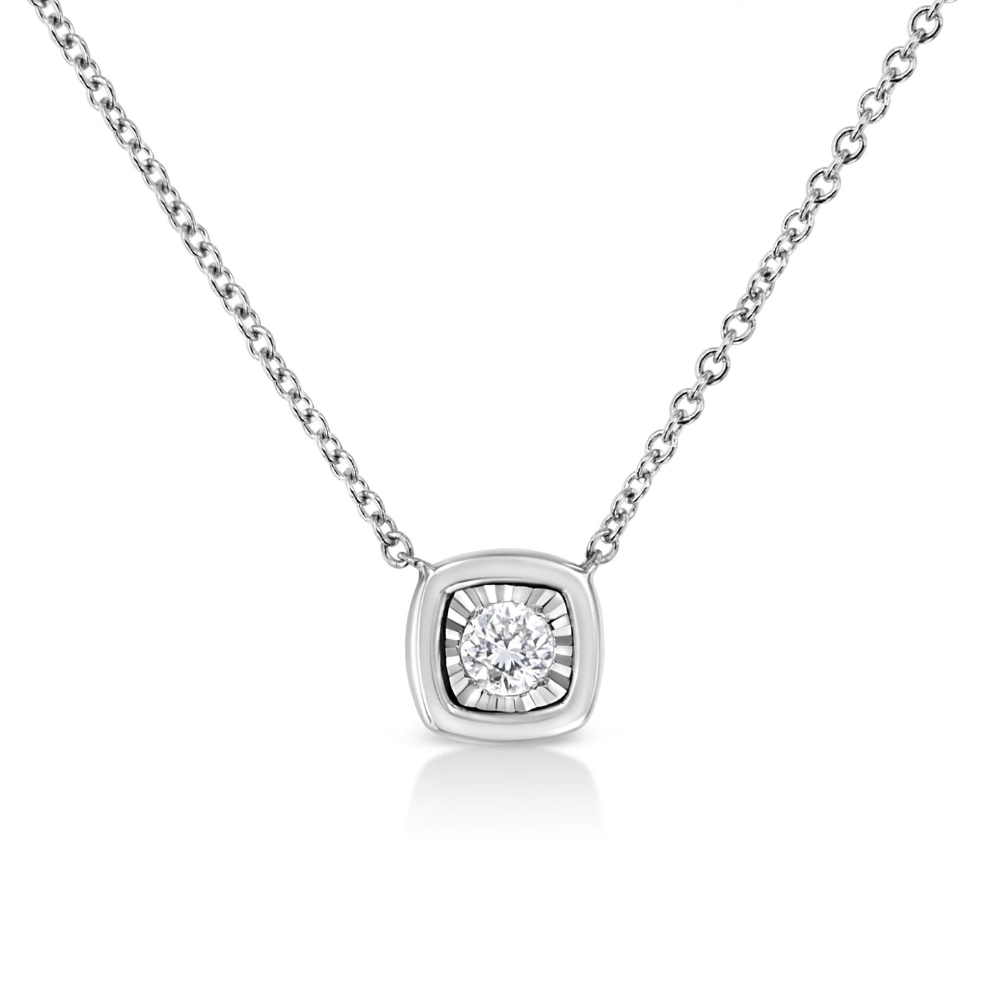 10K White Gold 1/10 Cttw Miracle Set Round-Cut Diamond 18" Pendant Necklace - Choice of Shape-3