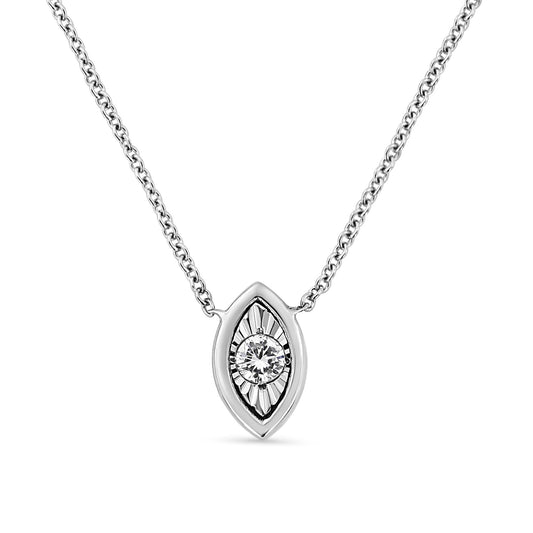 10K White Gold 1/10 Cttw Miracle Set Round-Cut Diamond 18" Pendant Necklace - Choice of Shape-0