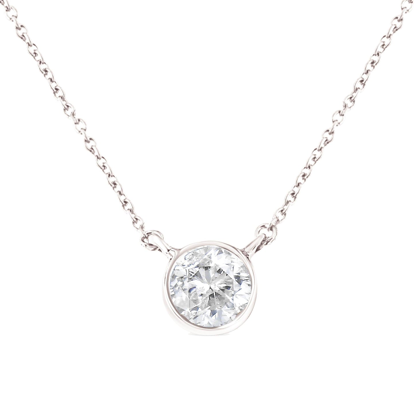 .925 Sterling Silver 1/2 Cttw Diamond Bezel 18" Pendant Necklace (I-J Color, I2-I3 Clarity)-0