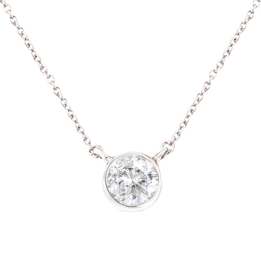 .925 Sterling Silver 1/2 Cttw Diamond Bezel 18" Pendant Necklace (I-J Color, I2-I3 Clarity)-0