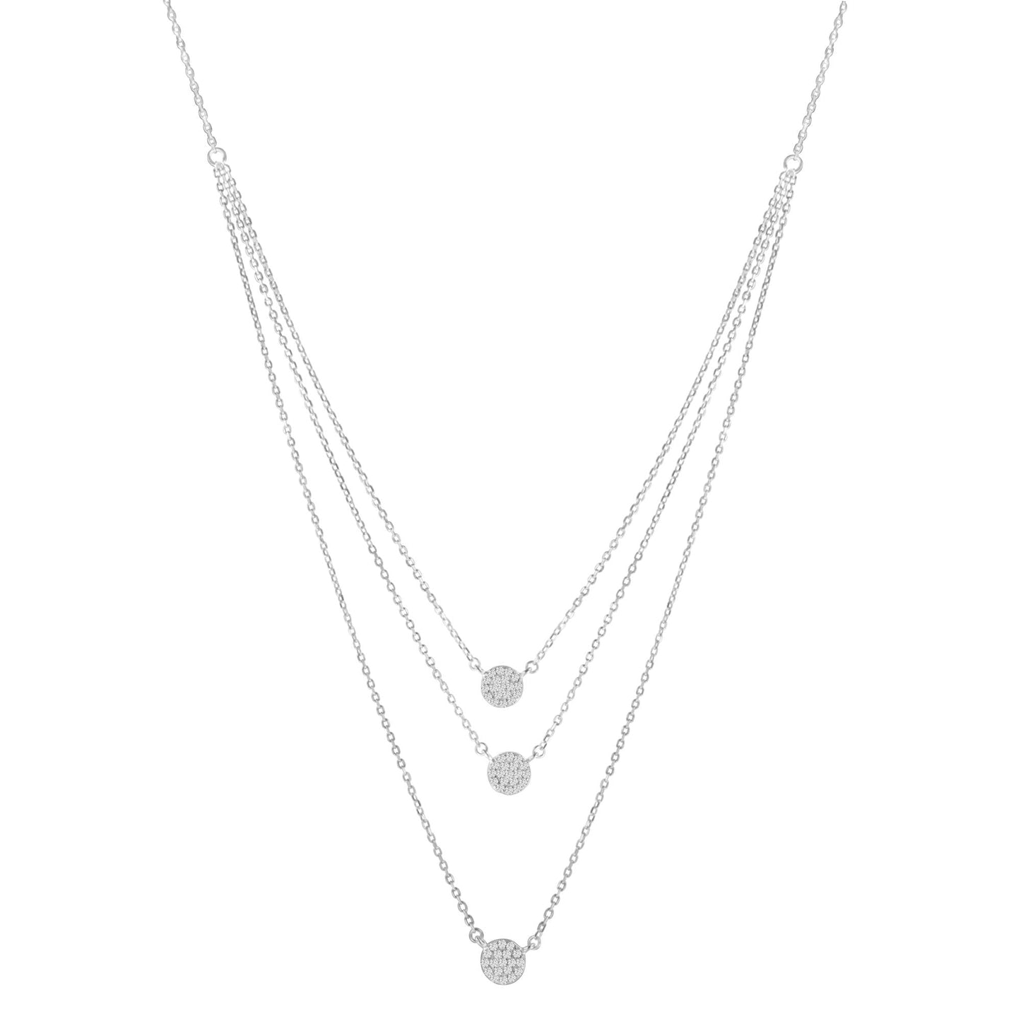 .925 Sterling Silver 1/2 Cttw Round Diamond Medallion Multi-Strand Tri Pendant 18" Necklace (H-I Color, I2-I3 Clarity)-3