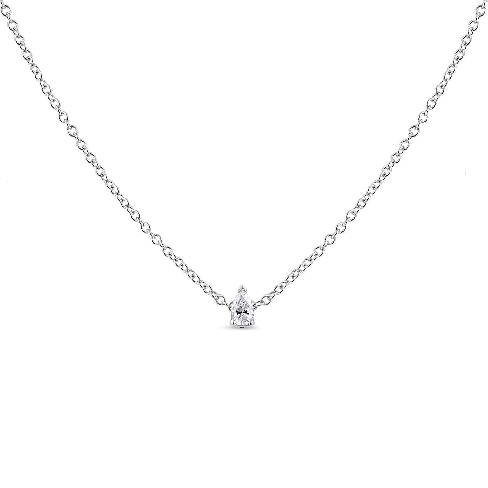 14K White Gold Pear Shape Lab Grown Diamond Solitaire Pendant Necklace (F-G Color, VS2-SI1 Clarity)-3