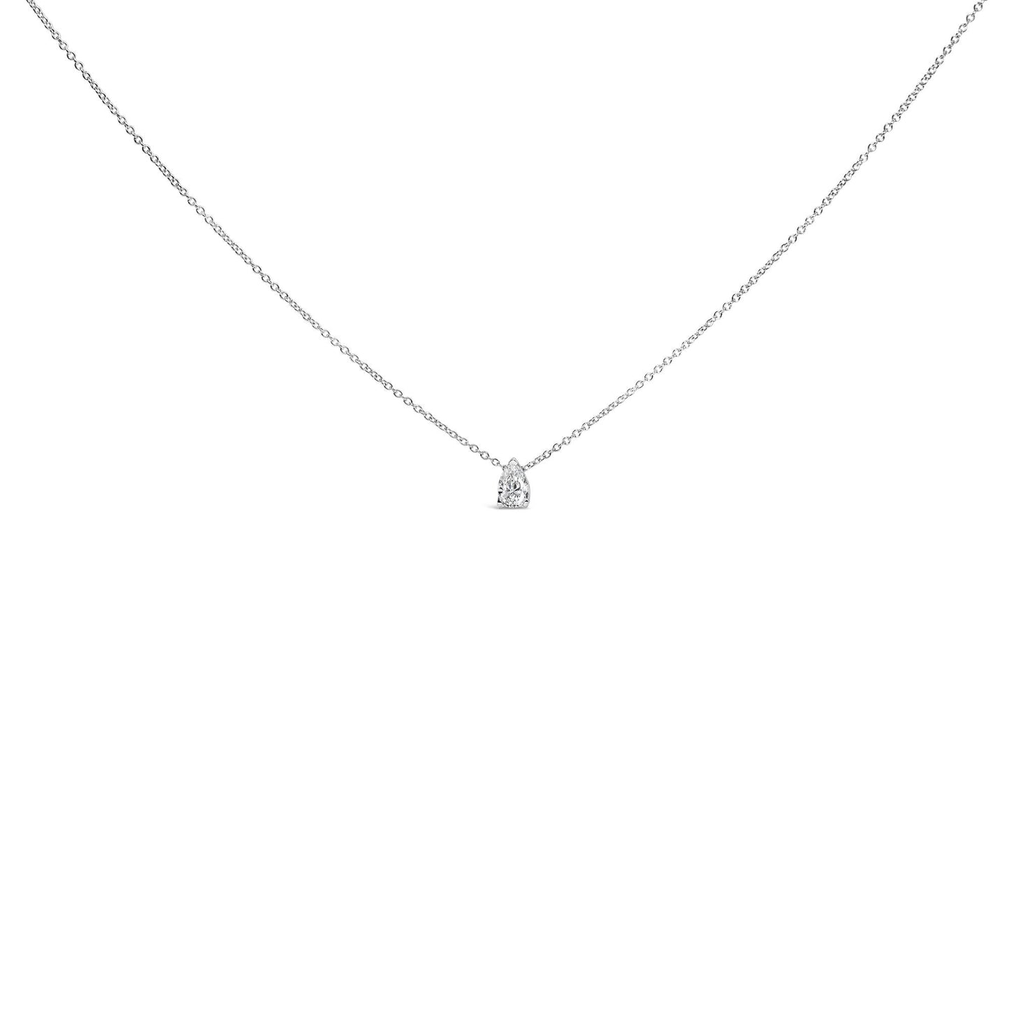 14K White Gold Pear Shape Lab Grown Diamond Solitaire Pendant Necklace (F-G Color, VS2-SI1 Clarity)-0