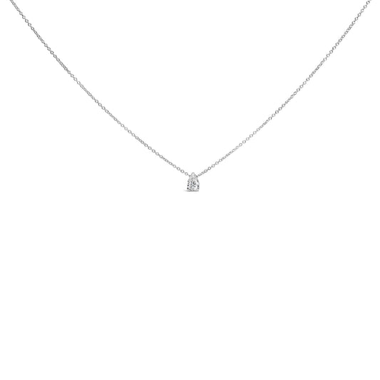 14K White Gold Pear Shape Lab Grown Diamond Solitaire Pendant Necklace (F-G Color, VS2-SI1 Clarity)-0