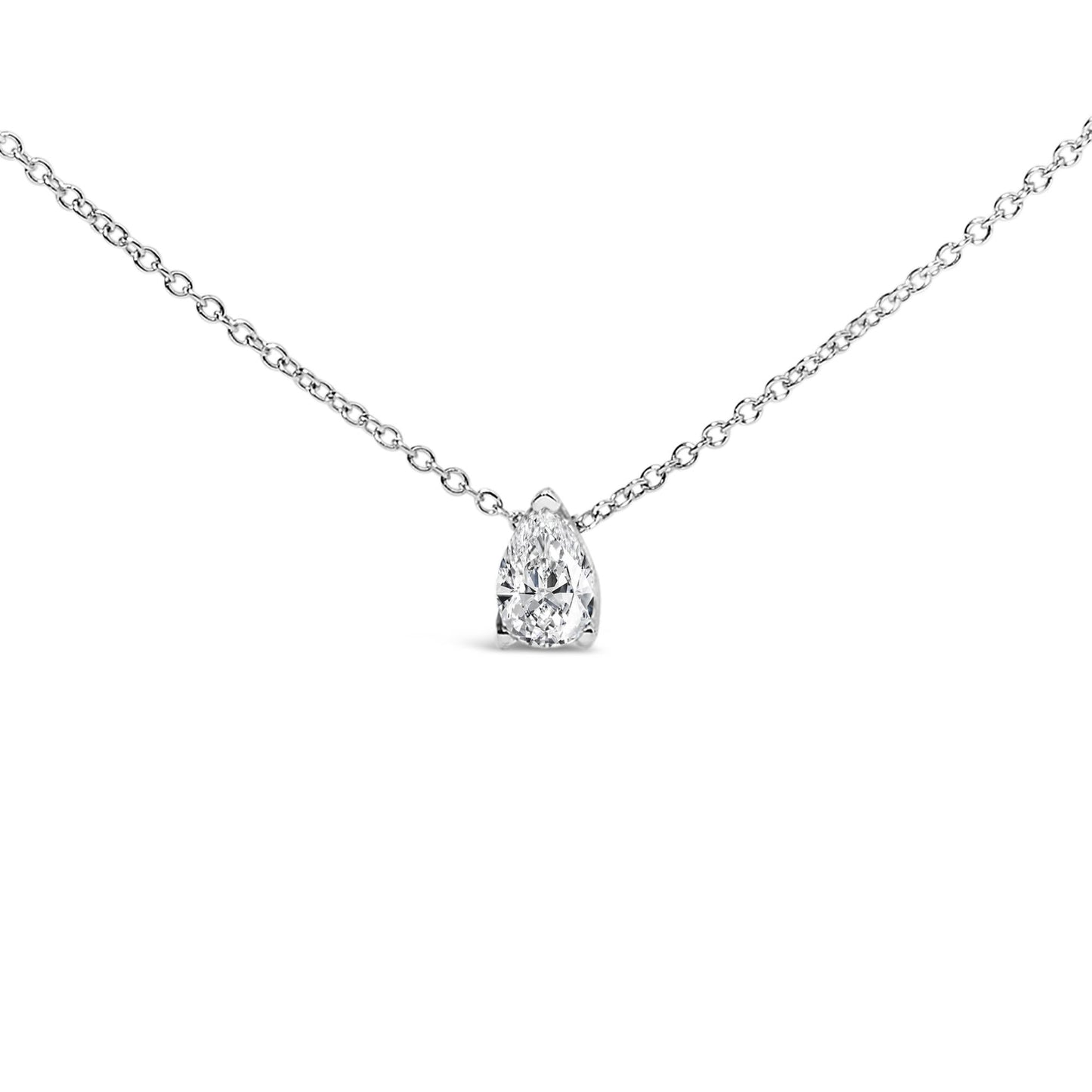 14K White Gold Pear Shape Lab Grown Diamond Solitaire Pendant Necklace (F-G Color, VS2-SI1 Clarity)-2