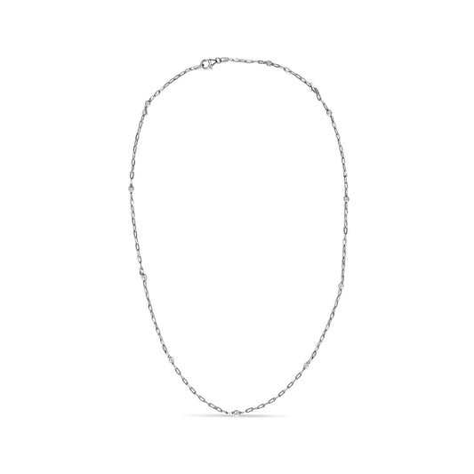 14K White Gold Bezel Set 1.00 Cttw Diamond 11 Station Necklace-0
