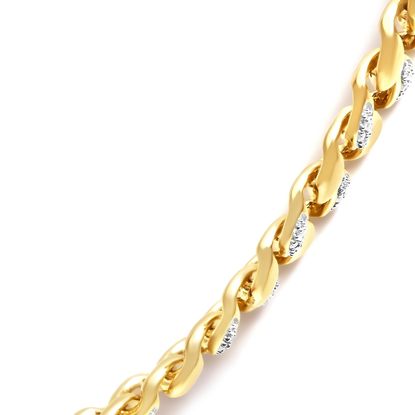 14K Yellow Gold Plated .925 Sterling Silver 1.0 Cttw Diamond Cuban Link Necklace (I-J Color, I3 Clarity) - 18" Inches-3