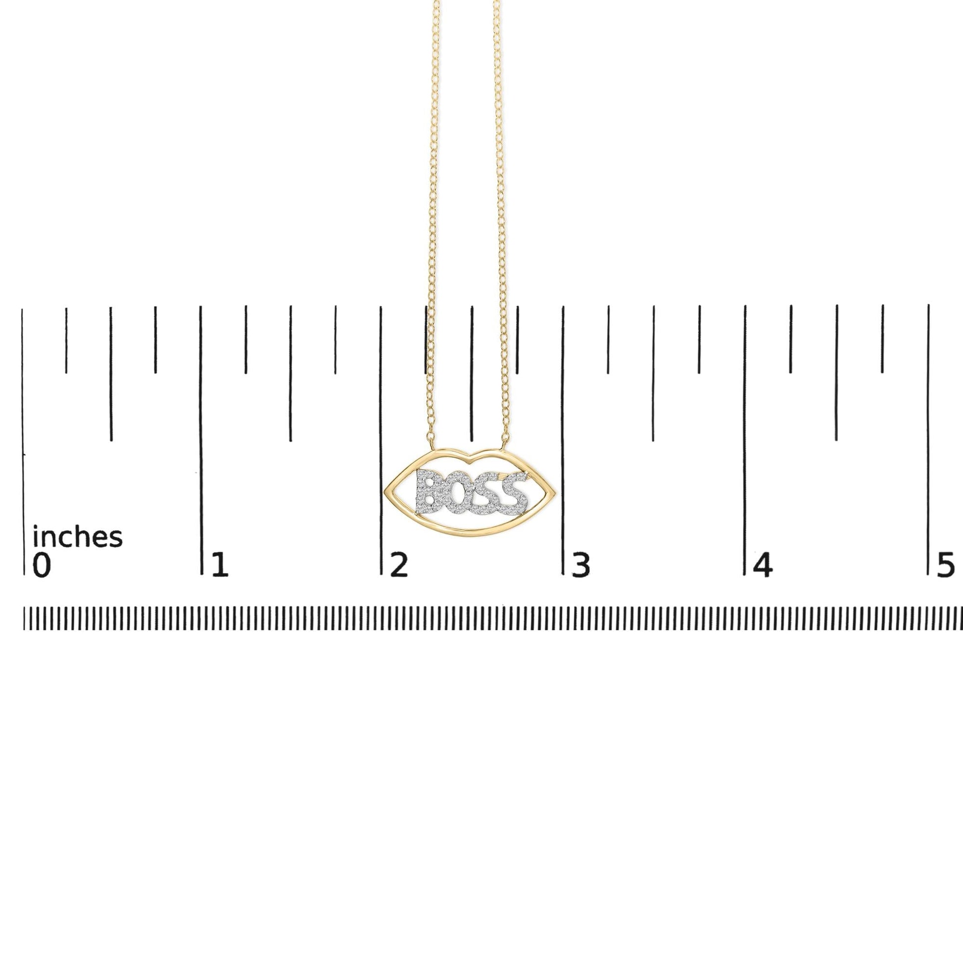 14K Yellow Gold Plated Silver 1/4 Cttw Diamond "Boss" Pendant Necklace - 18 Inch-4
