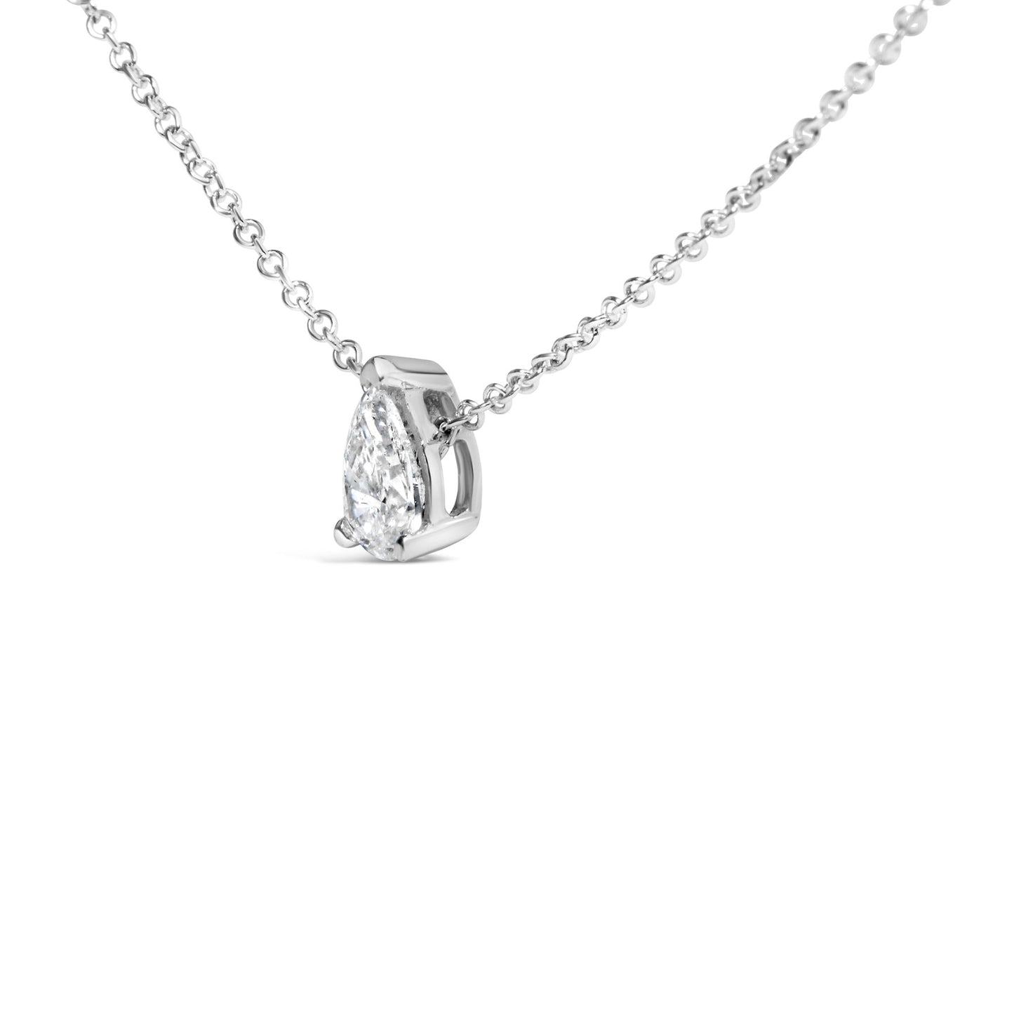 14K White Gold 1/2 Cttw Pear Shape Lab-Grown Diamond 3-Prong Solitaire Pendant Necklace 18 Inch (F-G Color, VS2-SI1 Clarity)-3