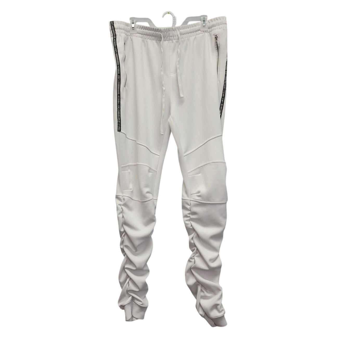 G Style Mens 3XL White PolySpandex Drawstring Waist Athletic Jogger Sweatpants