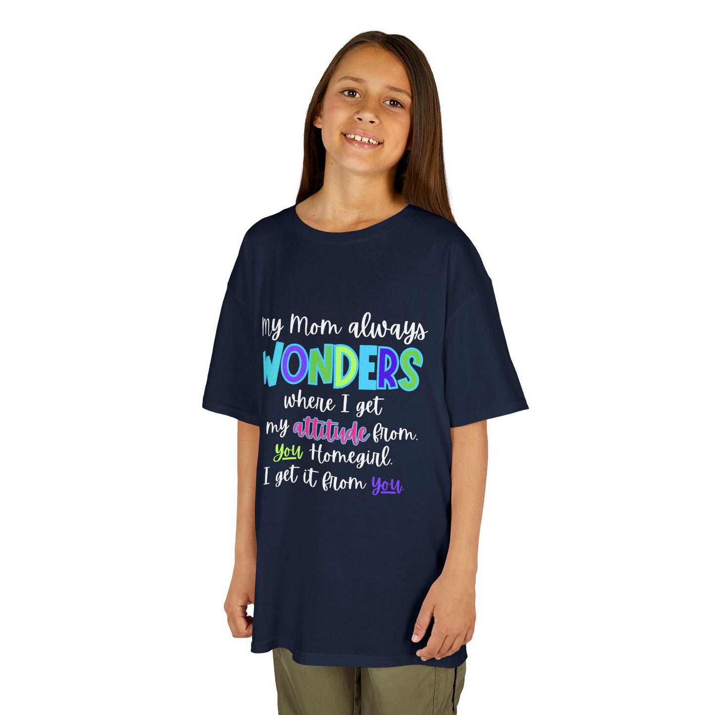 Colorful Kids Tee: 'My Mom Wonders Where I Get My Attitude From' | Fun Gift for Birthdays, Holidays, Everyday Wear, Unique Kids Apparel