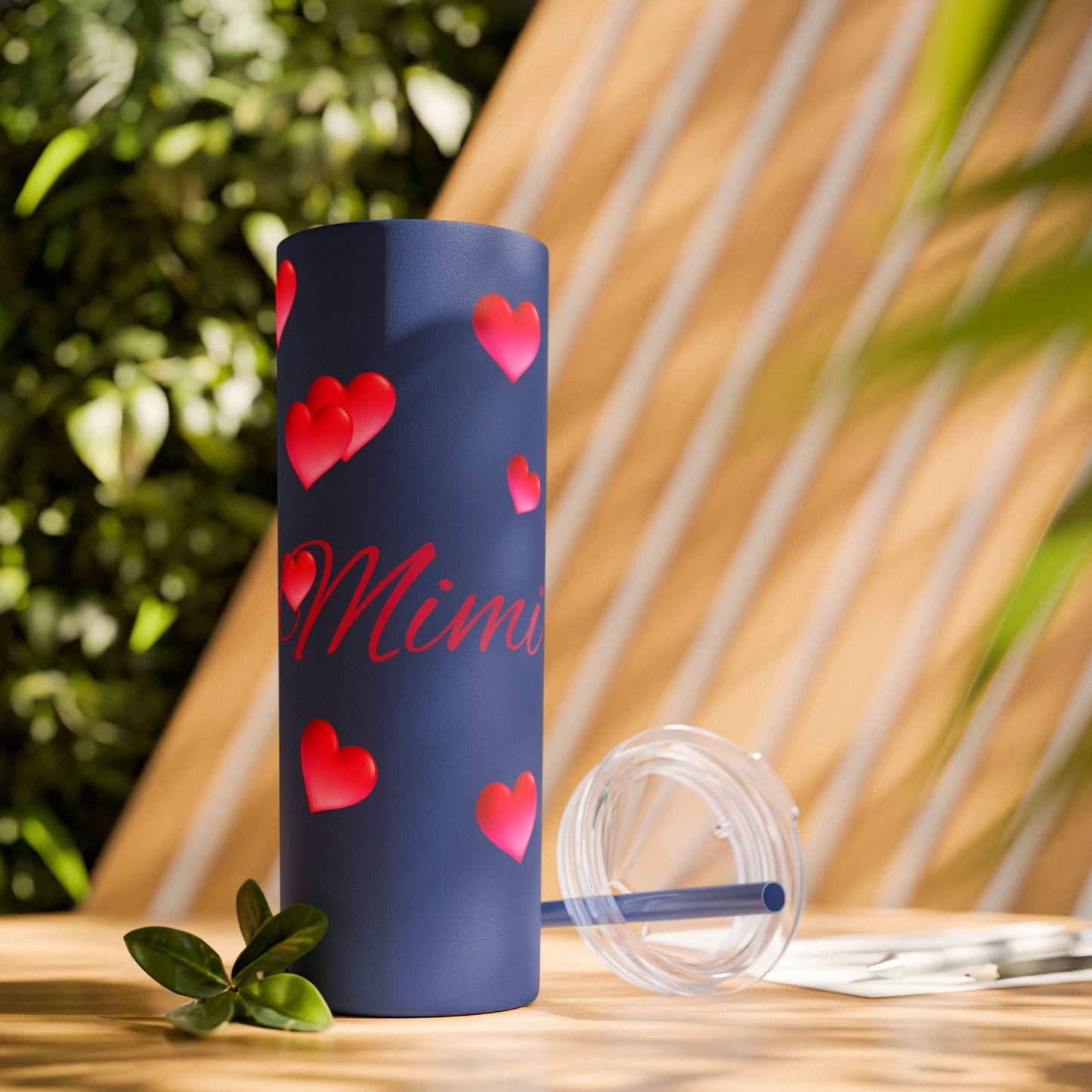 Gepasmaakte Glitter 20oz Dun Tumbler met Pienk Hartpatroon — [Jou Naam Hier]