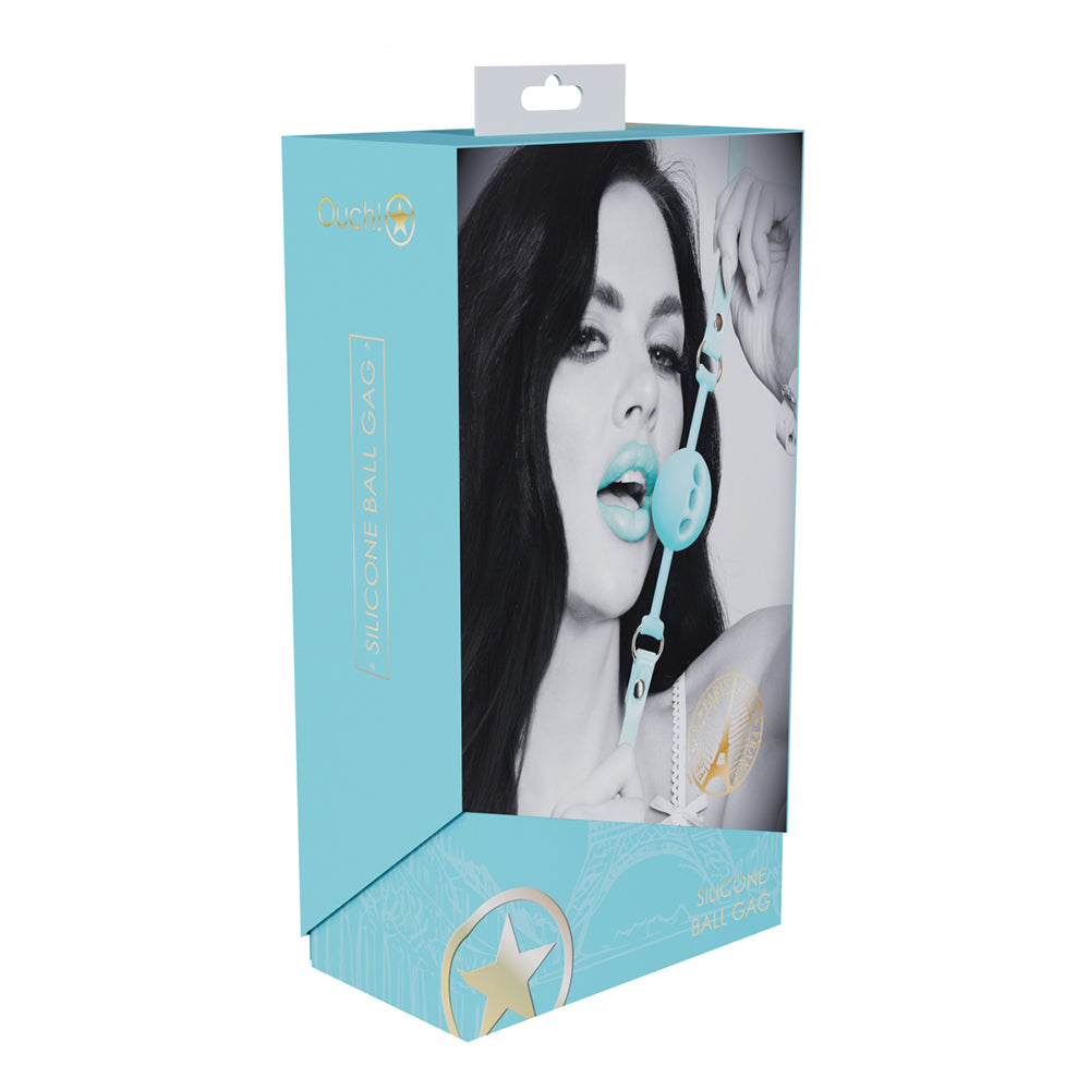 Ouch! International Paris Collection Silicone Ball Gag Blue-0