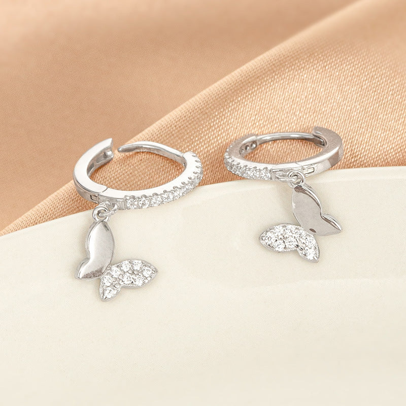 S925 Silver Korean-Style Sweet Butterfly Earrings