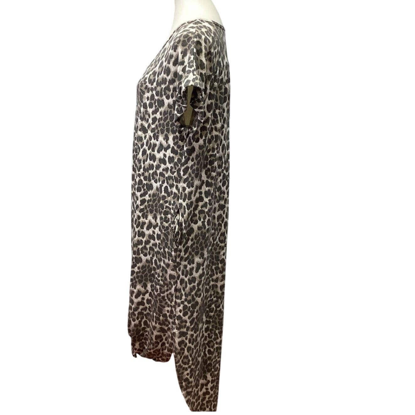 Jess Lea Womens Medium V-Neck Polyester Blend Animal Leopard  TShirt Maxi Dress
