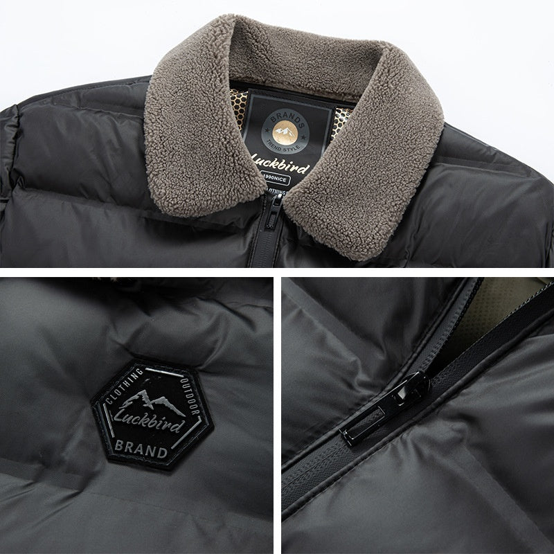 Men's Winter Business Casual Lapels Fur Collar Coat