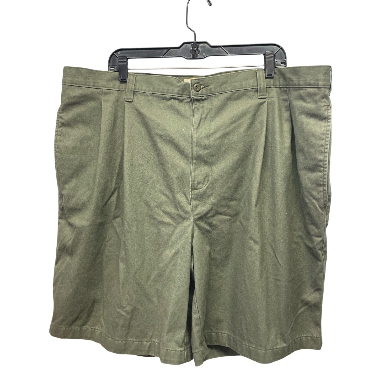 Cherokee Mens Size 44 Pleated Front 100% Cotton Olive Khaki Long Bermuda Shorts