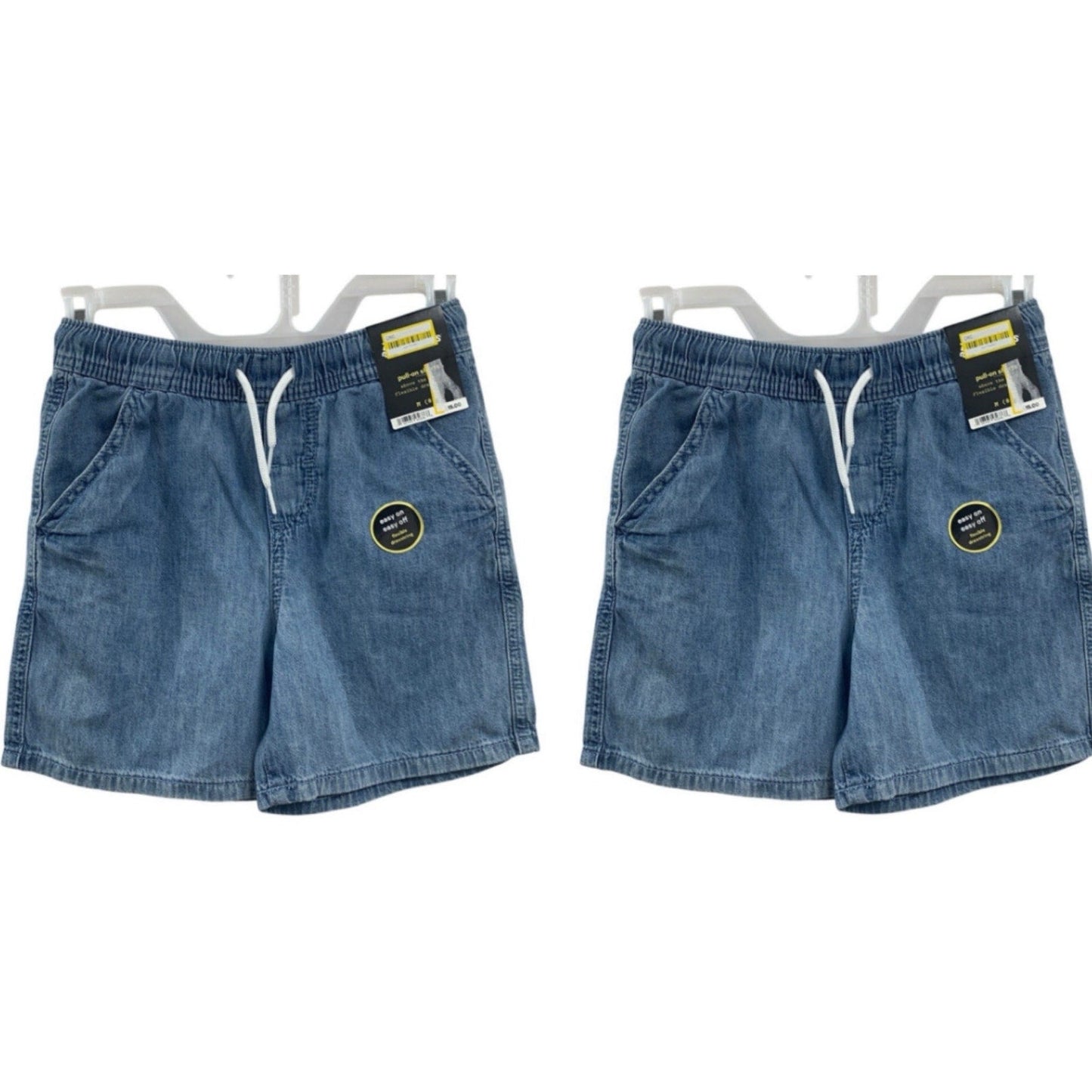 2 New Cat & Jack Kids Small (6/7) 100% Cotton Denim Jean Pull On Elastic Shorts