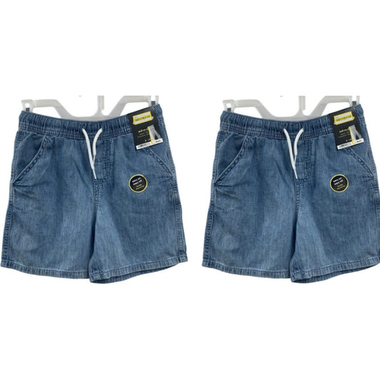 2 New Cat & Jack Kids Small (6/7) 100% Cotton Denim Jean Pull On Elastic Shorts