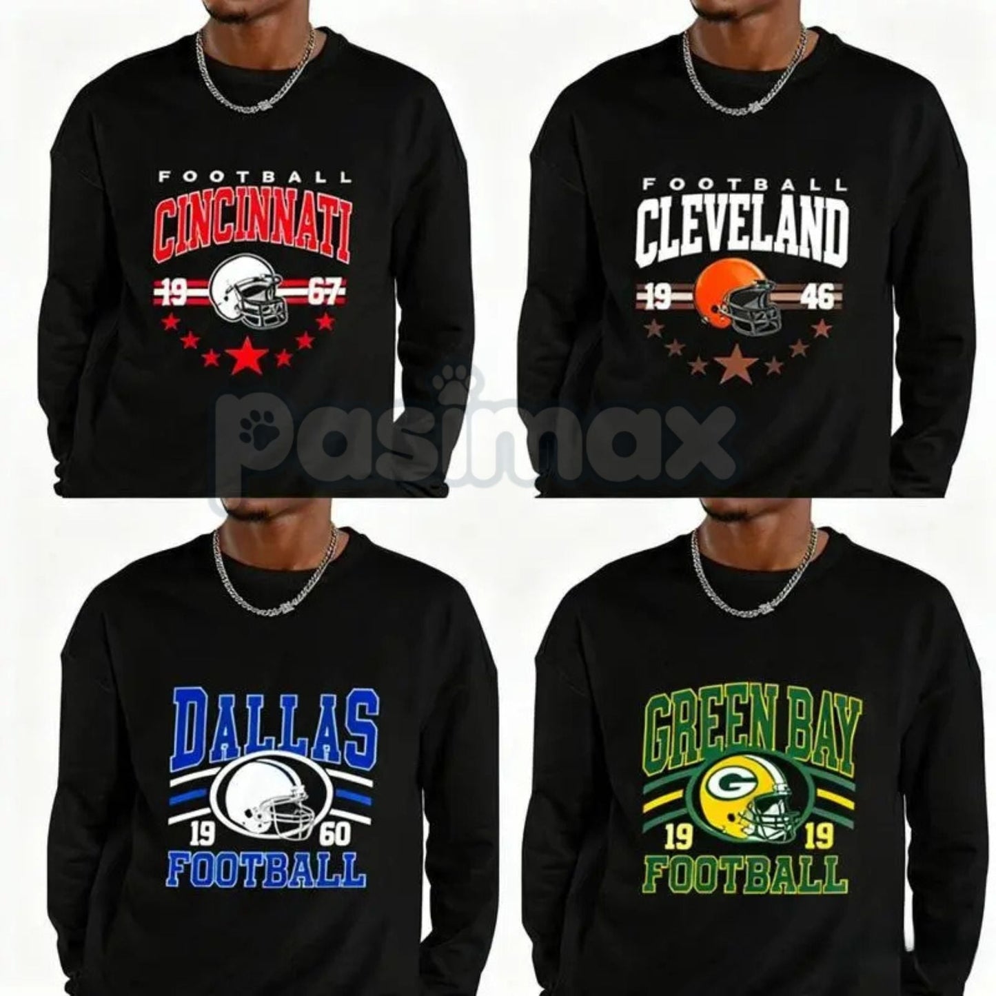 90s All Team Football Sweatshirt – Vintage 1960s Retro Fan Crewneck