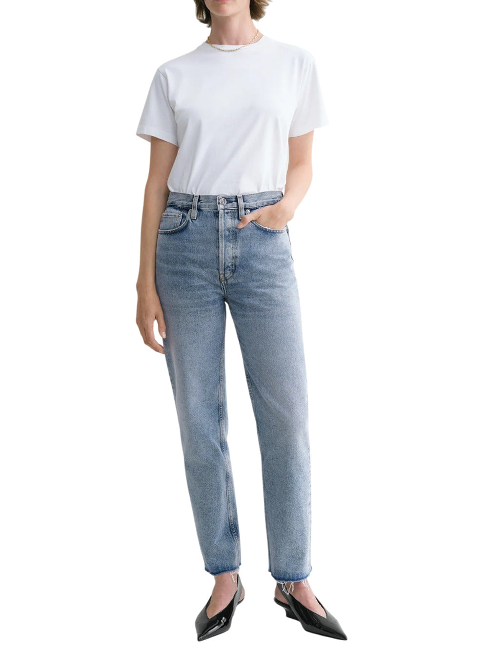Toteme Women Distressed Blue Classic Cut Denim