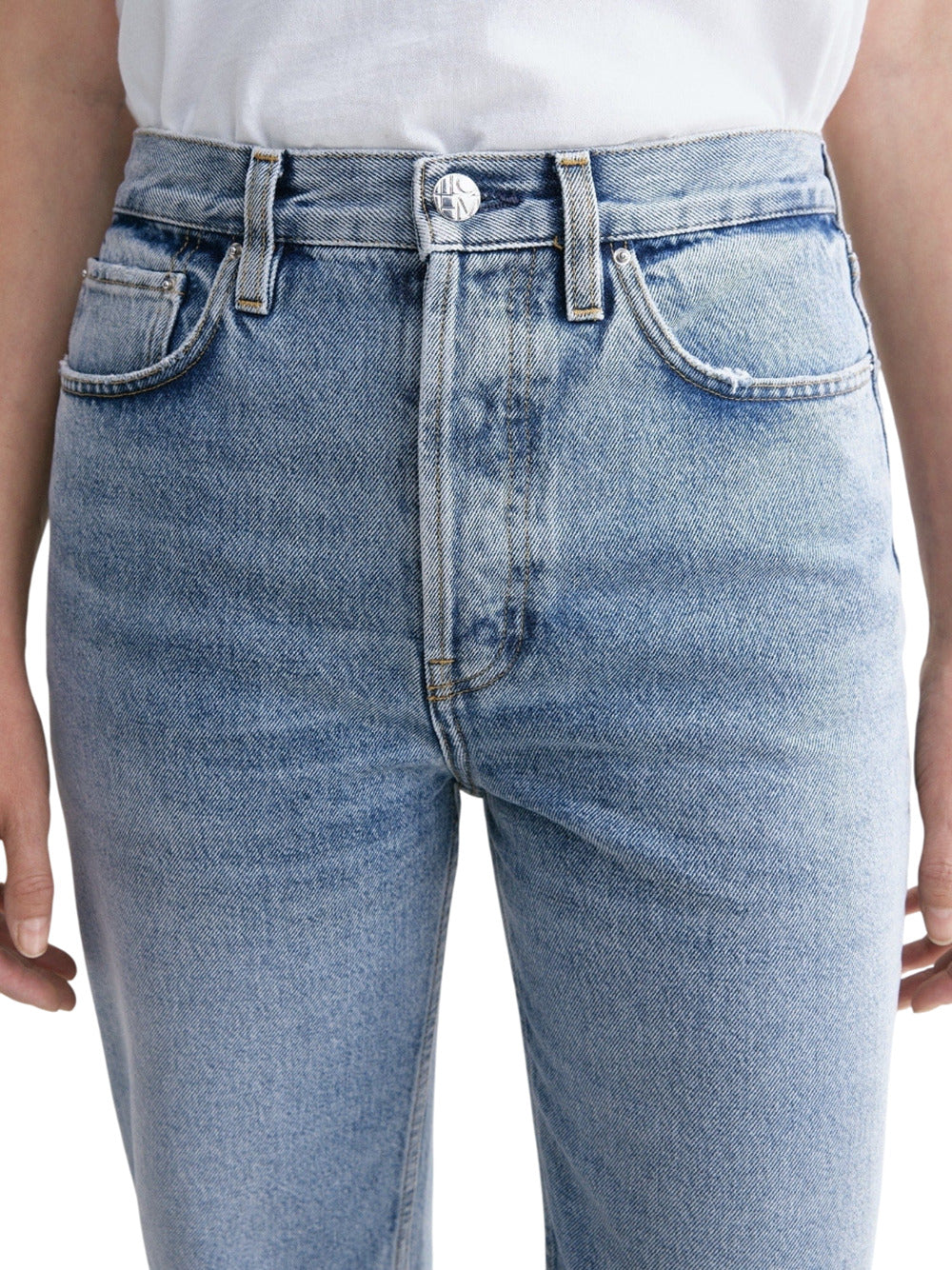 Toteme Women Distressed Blue Classic Cut Denim