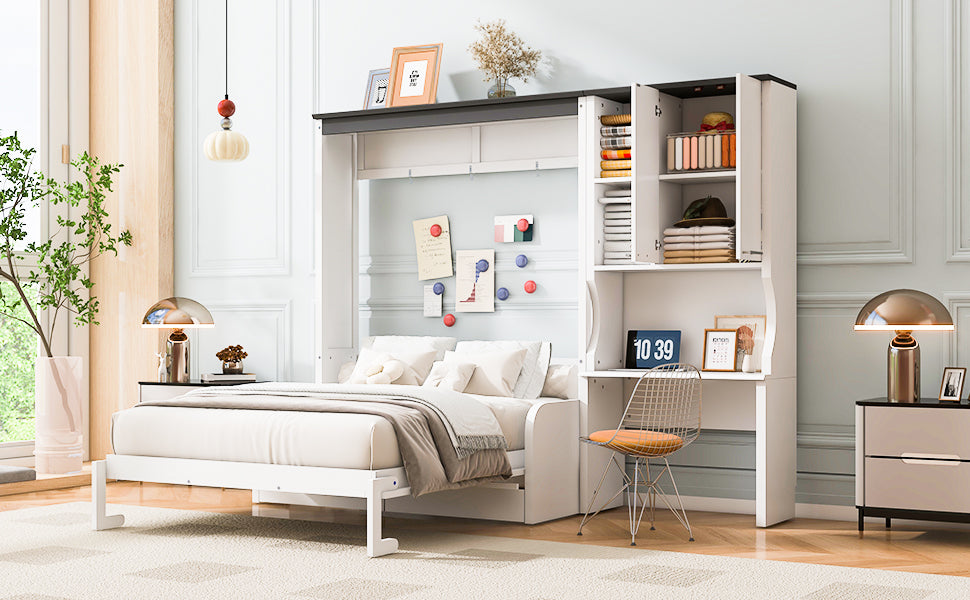 Multi-Functional Murphy Bed with Sofa, Desk, and Storage Cabinet