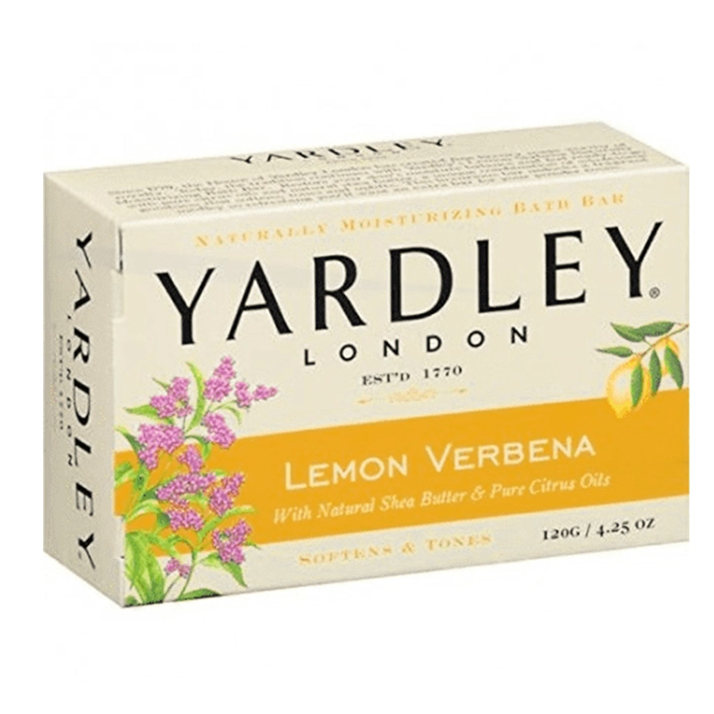 Yardley London Lemon Verbena Bath Bar – Purifying & Refreshing, 4 oz