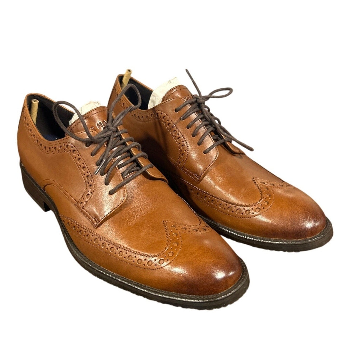 New In Box Cole Haan Men 10.5 British Tan Leather Oxford Lace Up Grand 360 Shoes