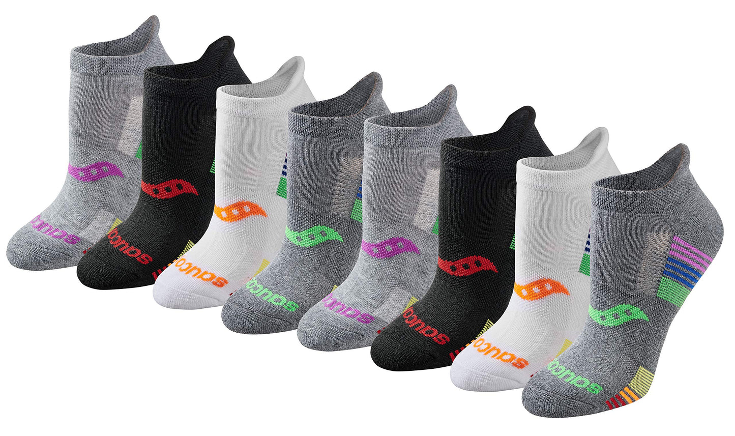 Saucony Women's RunDry Performance Heel Tab Athletic Socks, Available in S-L (8, 16, 24 Pairs)