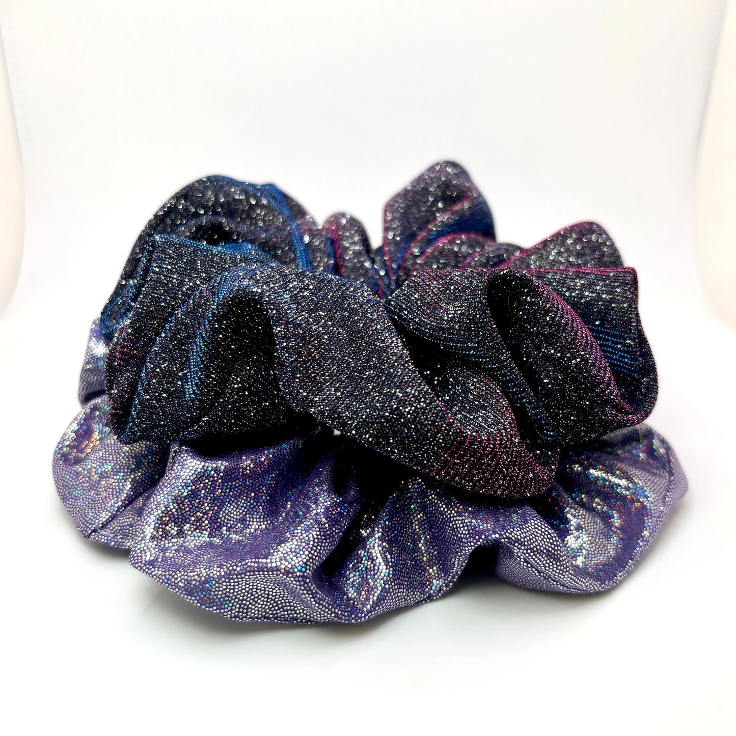 Purple Holographic & Sparkle Scrunchie Set