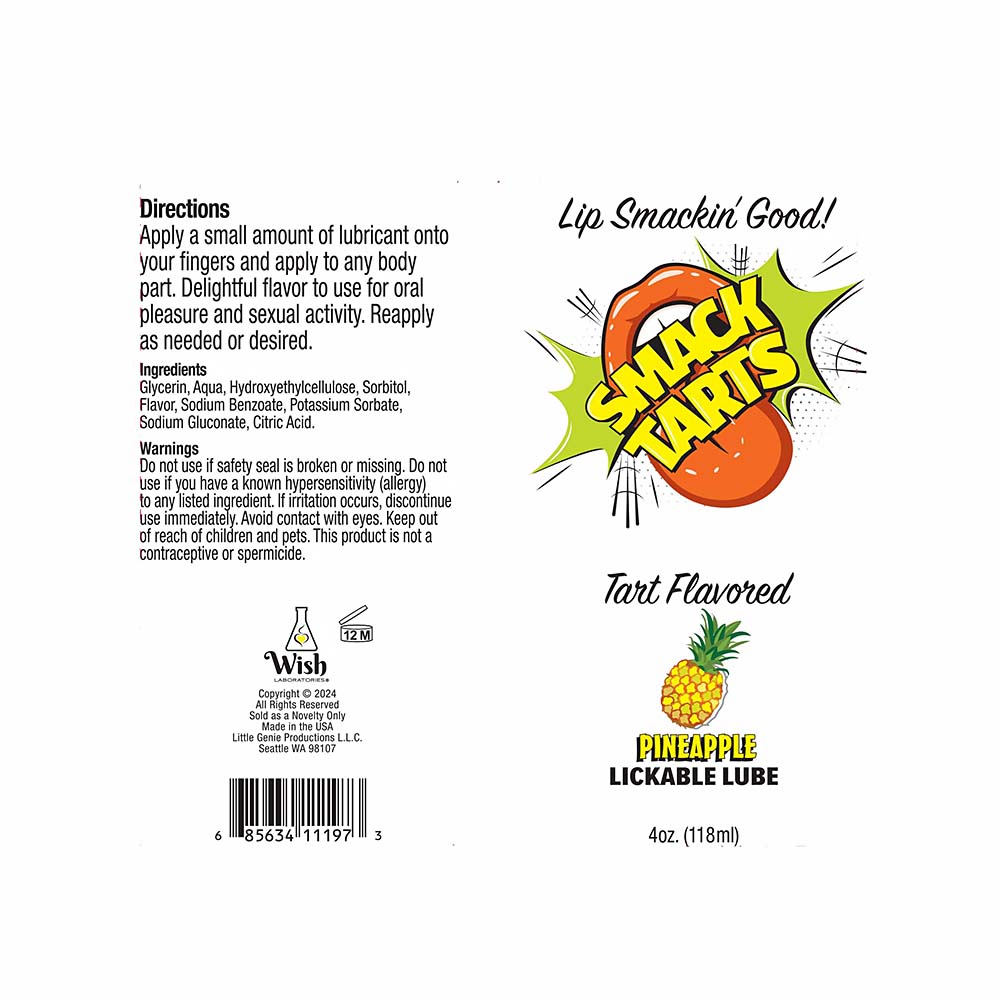 Smack Tarts Lickable Sour Pineapple Lube 4 oz.-1