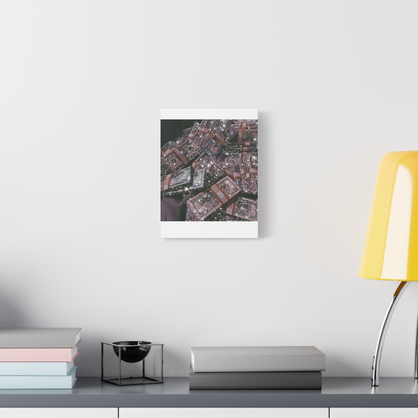 Sparkling Money Canvas Art, Glittery Wall Decor for Home, Modern Art Piece, Gift for Art Lovers, Chic Office Decor, Unique Wall Hanging