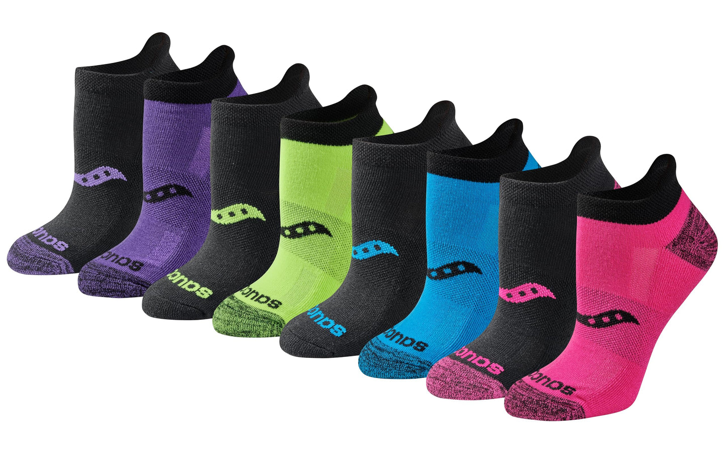 Saucony Women's RunDry Performance Heel Tab Athletic Socks, Available in S-L (8, 16, 24 Pairs)