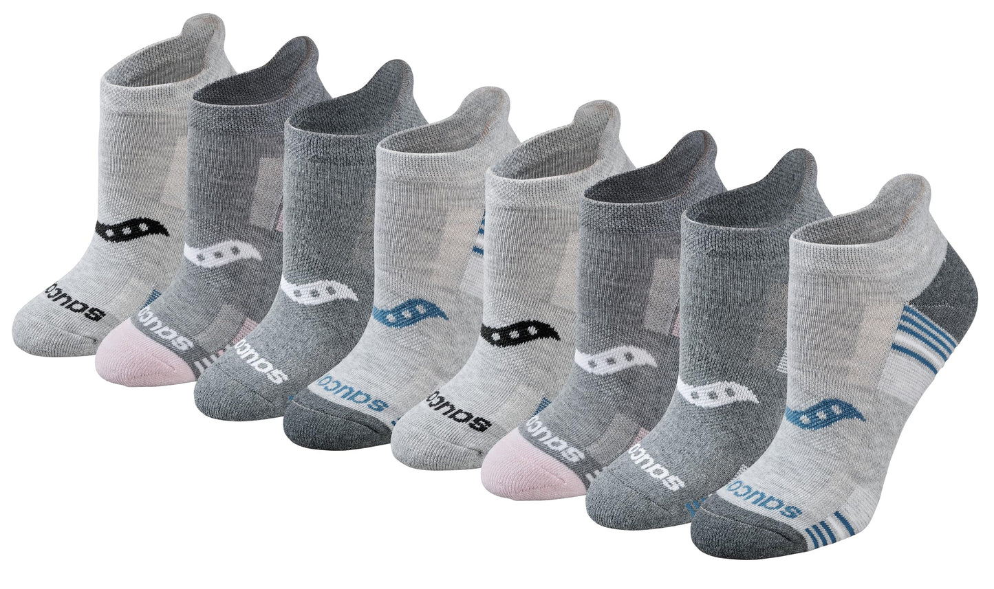 Saucony Women's RunDry Performance Heel Tab Athletic Socks, Available in S-L (8, 16, 24 Pairs)