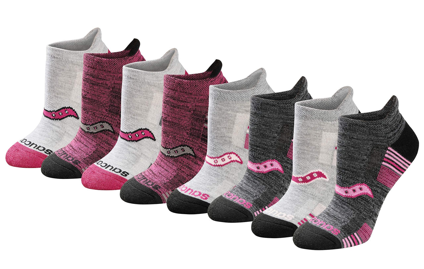 Saucony Women's RunDry Performance Heel Tab Athletic Socks, Available in S-L (8, 16, 24 Pairs)