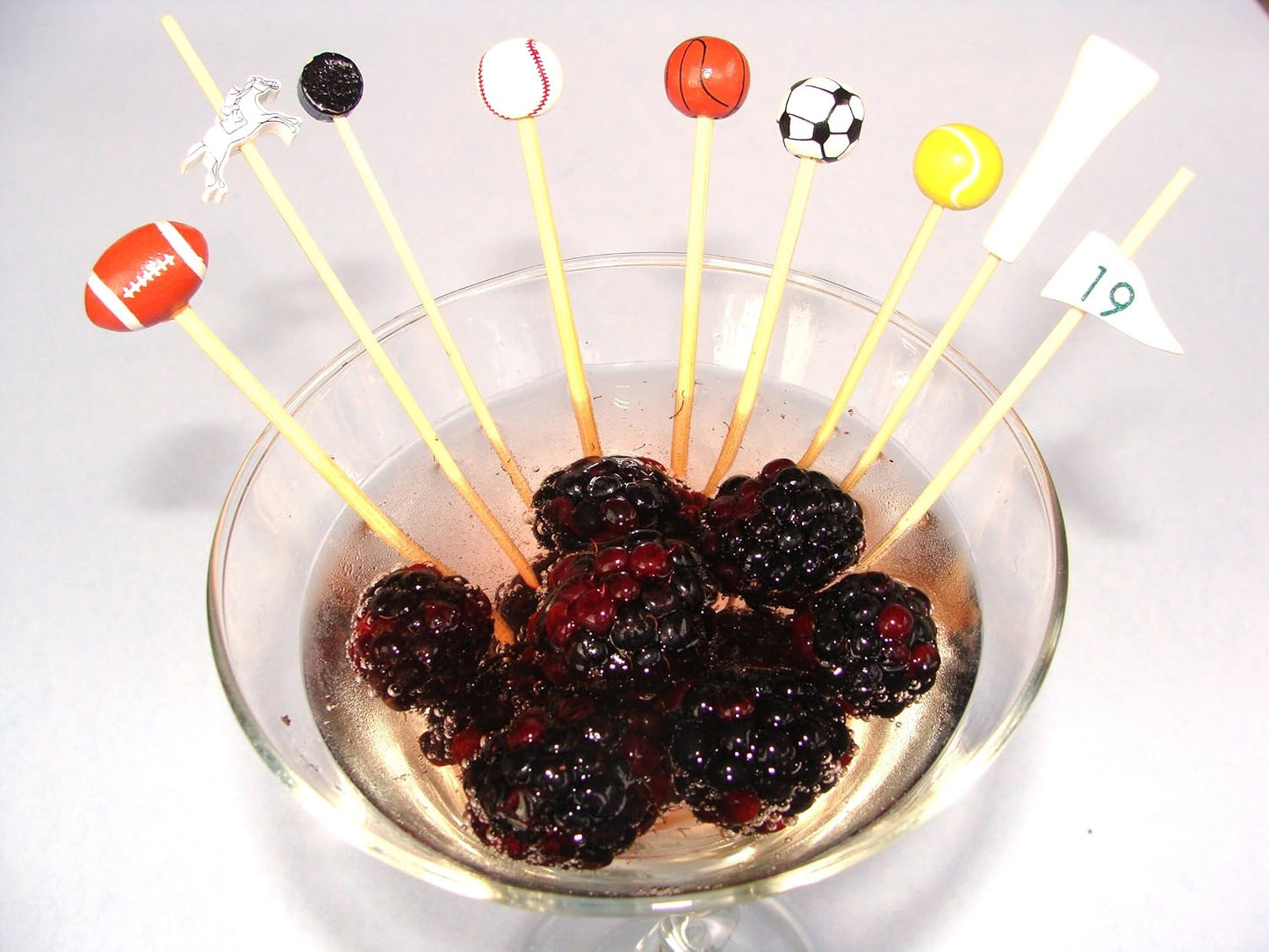 Baseball Bamboo Food / Cocktail Picks, 4 3/4"  - 100 or 1000 count