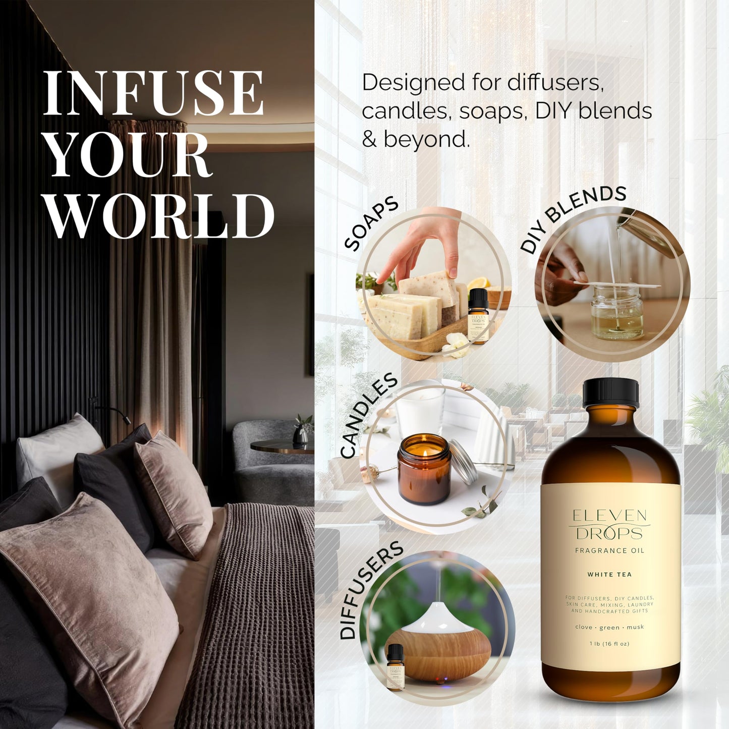 White Tea Essential Diffuser Oil - Premium Luxurious Fragrance Oil