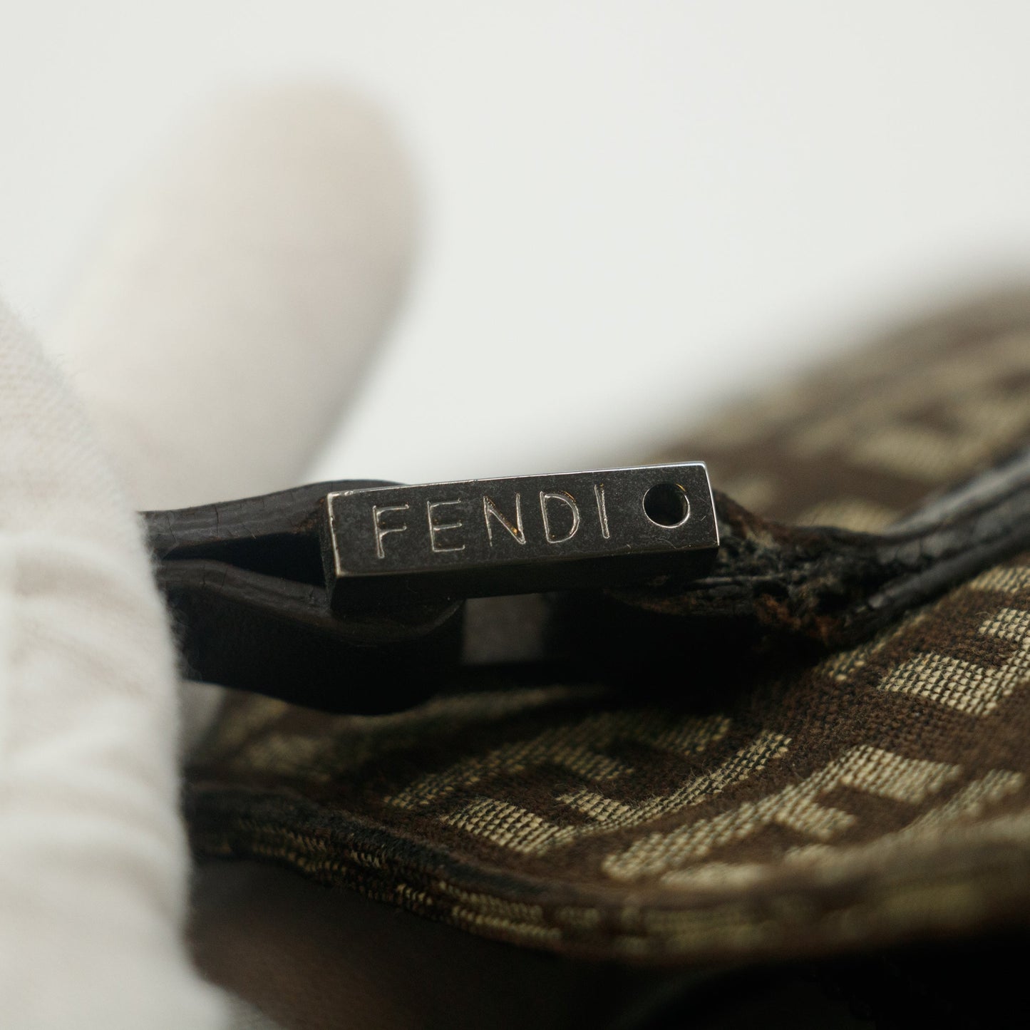 Fendi Tote Zucchino Canvas Leather Brown Beige #9208