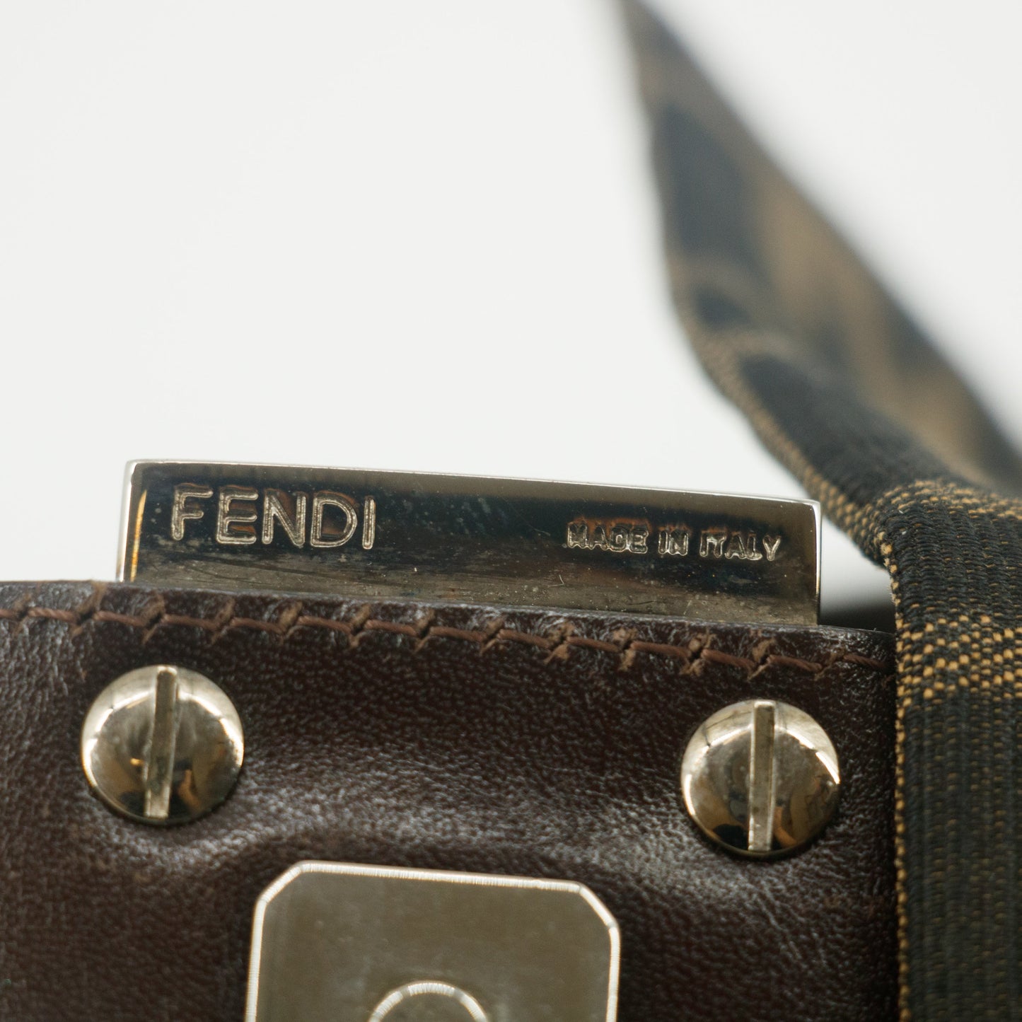 Fendi Brown Baguette Zucca Canvas Shoulder Bag #9217
