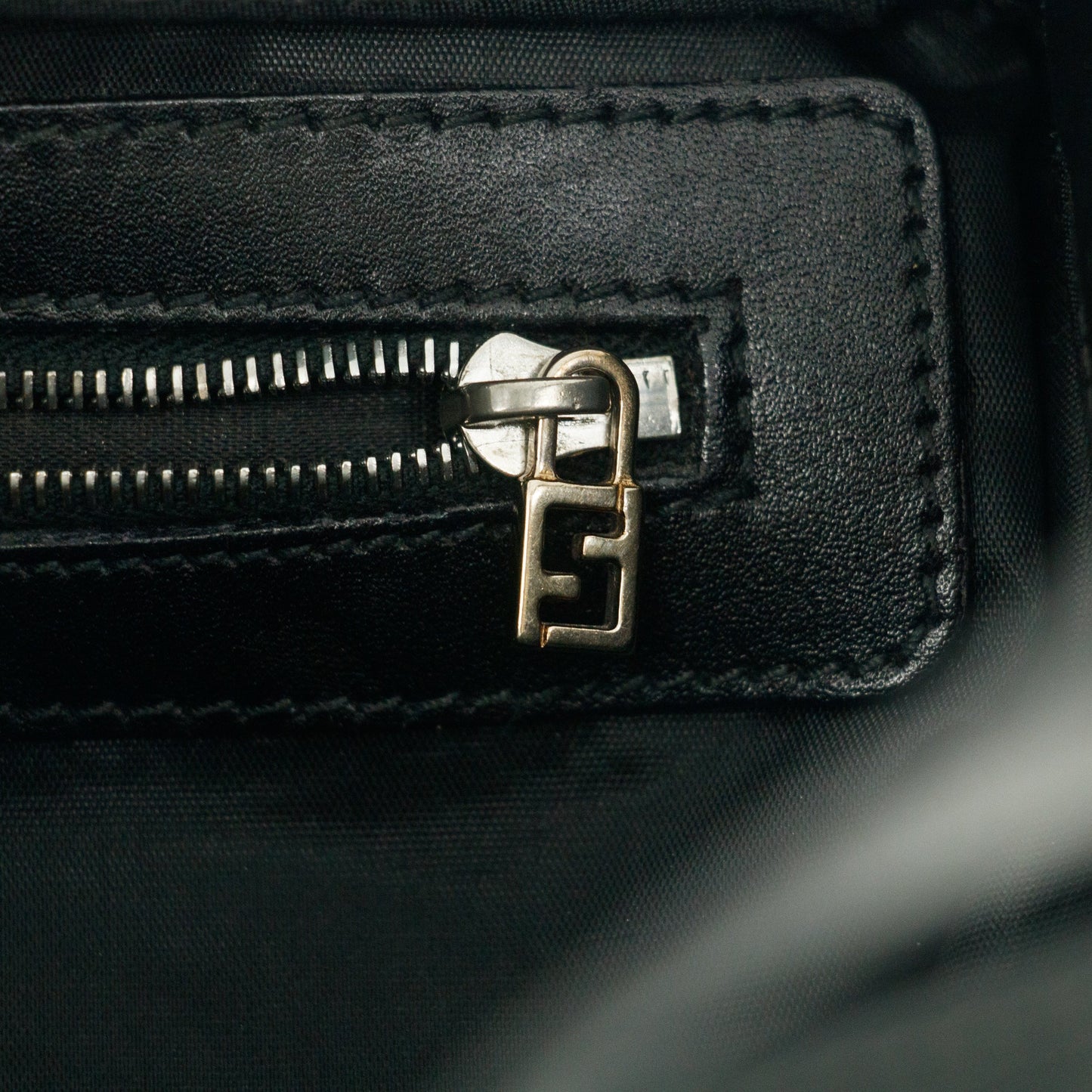 Fendi Black Nylon x Leather Shoulder Bag #9239
