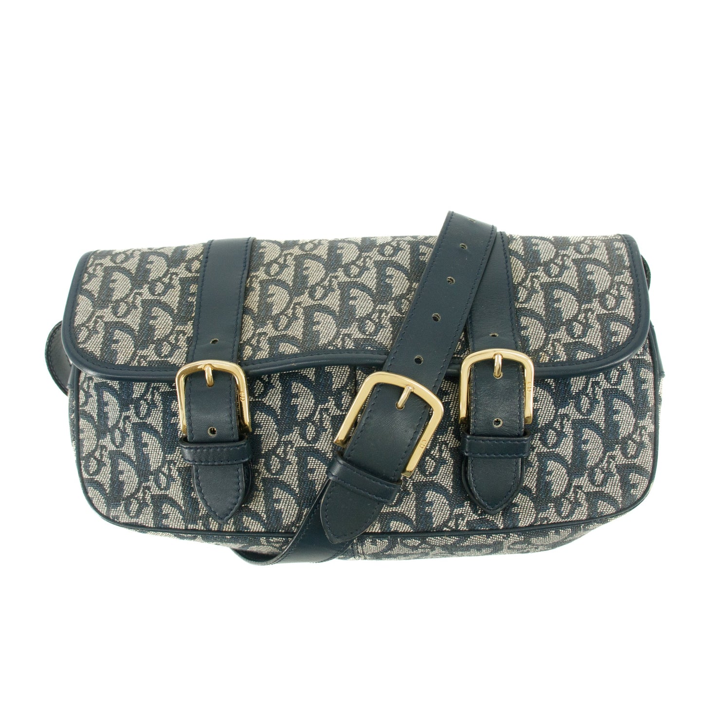 Christian Dior Blue Trotter Canvas Oblique Shoulder Bag #9241
