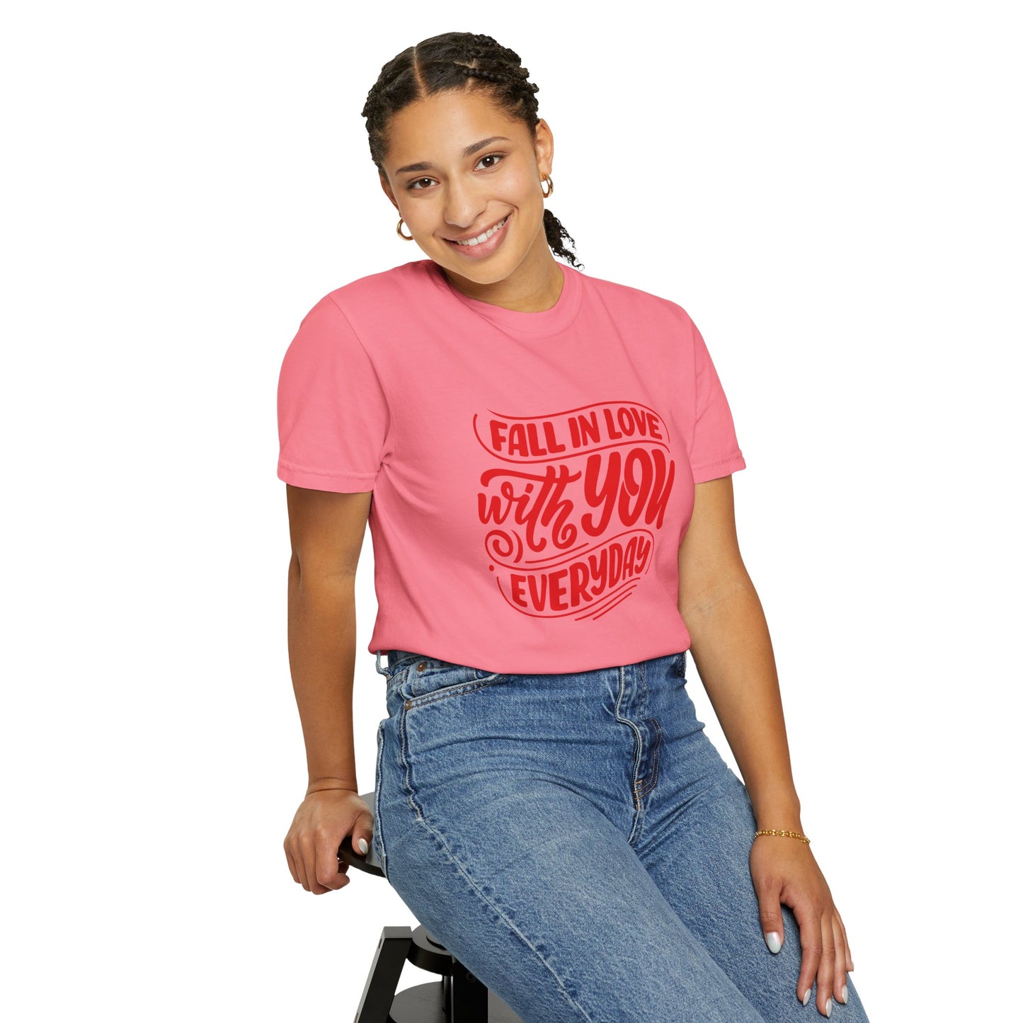Fall in Love with YOU Quote T-shirt for Couples, Valentine's Day, Gifts for Him/Her, Casual Everyday Wear, Comfortable Unisex Tee