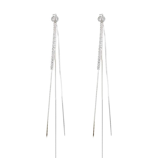 925 Sterling Silver Dangle Chain Tassel Earrings